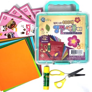 다담기 양면색종이 400매 풀 가위 포함 대용량 멀티 케이스 세트