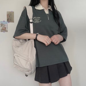 핏예쁜 꾸안꾸 리듬 카라넥 여름 아방한 여자 카라 반팔티