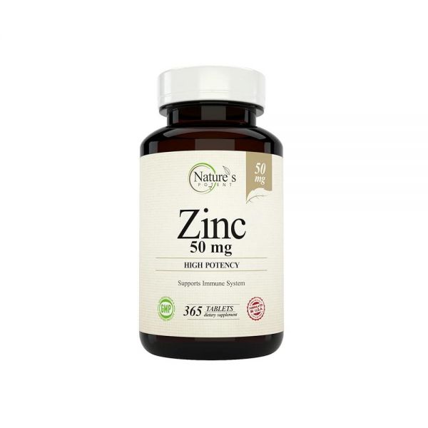 Nature’s Potent 아연 50mg, 면역 지원 보충제 - 최대 및 항산화 건강을 위한 고효능 천연 산화아연으로 미국에서 제조 365정 (1년 분량) 100826
