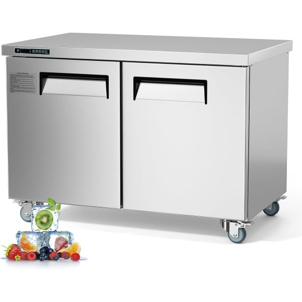 48인치 W 상업용 샌드위치/샐러드 냉장고, 12.85Cu. Ft 준비 테이블 스틸 <b>푸드</b> 스테이션 레스토랑용 선풍기 냉각 <b>메가</b> 탑 바, 상점, 2도어 48W