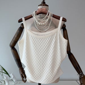 쿨링 엠보 니트 끈 나시티 3컬러