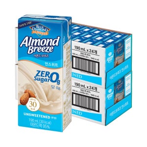 매일 아몬드브리즈 언스위트 제로슈거 190ml 48팩