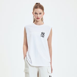 [MLB] 베이직 메가로고 나시 티셔츠 NY (White) 3ATOB0253