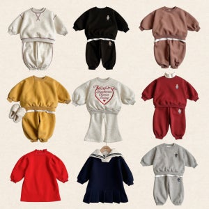 비비드아이 25겨울 아기상하복 어린이집 등원룩 돌 두돌 남매룩 유아 기모 상하복