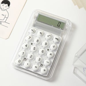 버블톡 휴대용 포켓 귀여운 투명 미니 계산기 화이트