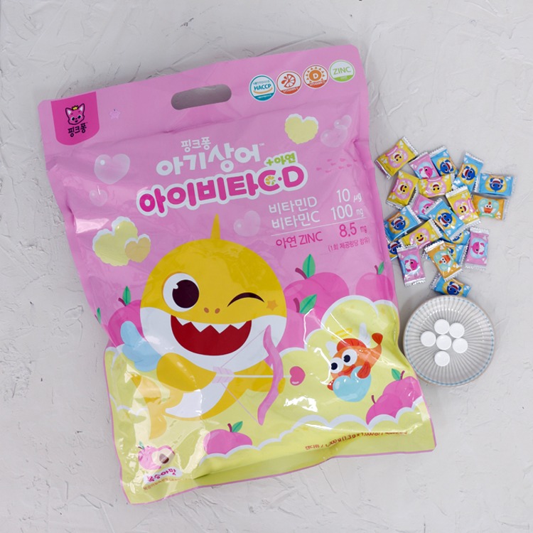 [무료배송]핑크퐁 아기상어 <b>아이</b>비타C,D+아연 1000정 어린이 멀티비타민