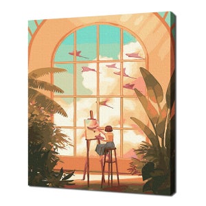 에코솔 셀프페인팅 치유 꿈을 그리는 소녀 26색 일러스트 40x50cm DIY 명화 그리기