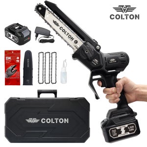 콜튼 무선 전기톱 전동톱 소형 체인 충전식 20cm