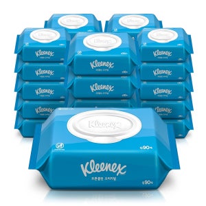 크리넥스 물티슈 수앤수코튼 오리지날 캡형90매 24팩