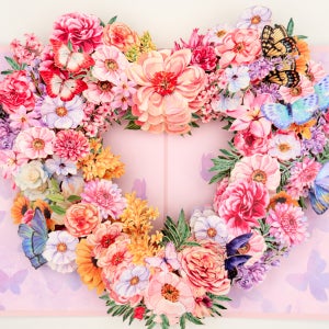 플라워 리스 입체 팝업 생일 축하 카드 - 3D 어버이 스승의날 감사 땡큐 파티용품