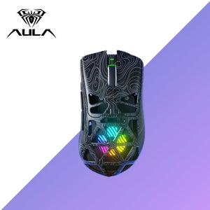 독거미 SC620 타공 마우스 AULA 유무선 게이밍 마우스 경량 사무용 블랙-등고선