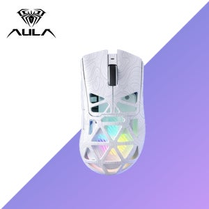 독거미 SC620 타공 마우스 AULA 유무선 게이밍 마우스 경량 사무용 화이트-등고선