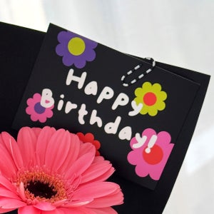 네온플라워 생일 카드 가로 30매 선물 포장 카드 Happy Birthday