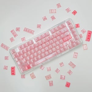 투명 갤럭시 클리어 핑크 키캡 PC 체리154키 독거미 레이니 웨이브 투과 DM