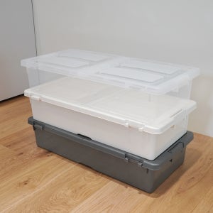 국산 언더베드 리빙박스 40L 투명(아이보리, 그레이 선택가능)