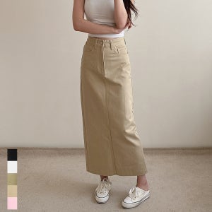 여성 롱스커트 H라인 면 밴딩 화이트 블랙 키작녀 치마 빅사이즈