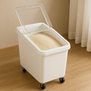 식재료통 100L 140L 이동식 대용량 밀폐 쌀통 업소용 저장통