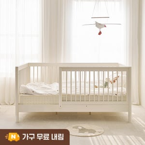 루키 원목 어린이침대 하이가드 탈부착 침대프레임 SS(슈퍼싱글), 안전가드형_크림아이보리