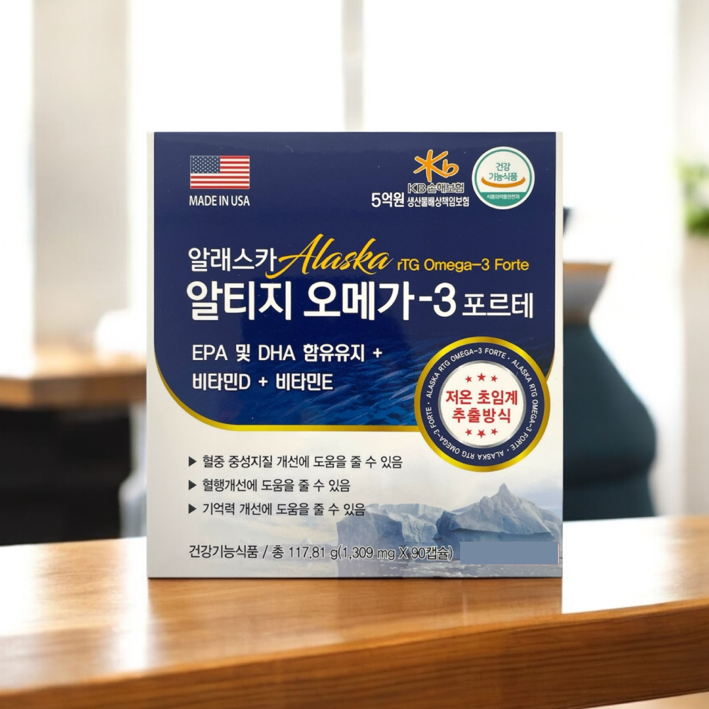 약국오메가3 초임계 알티지 <b>알래스카 오메가</b>3 포르테 1200 고함량 rTG 90캡슐 3개월