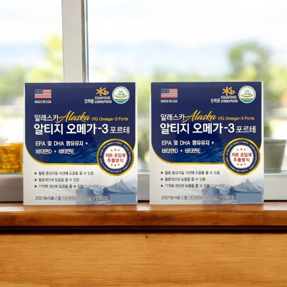 약국오메가3 초임계 알티지 <b>알래스카 오메가</b>3 포르테 1200 고함량 rTG 180캡슐 6개월