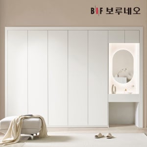 보루네오 화장대 붙박이장 300cm 10자 푸쉬 안방 맞춤 E0등급 PET소재