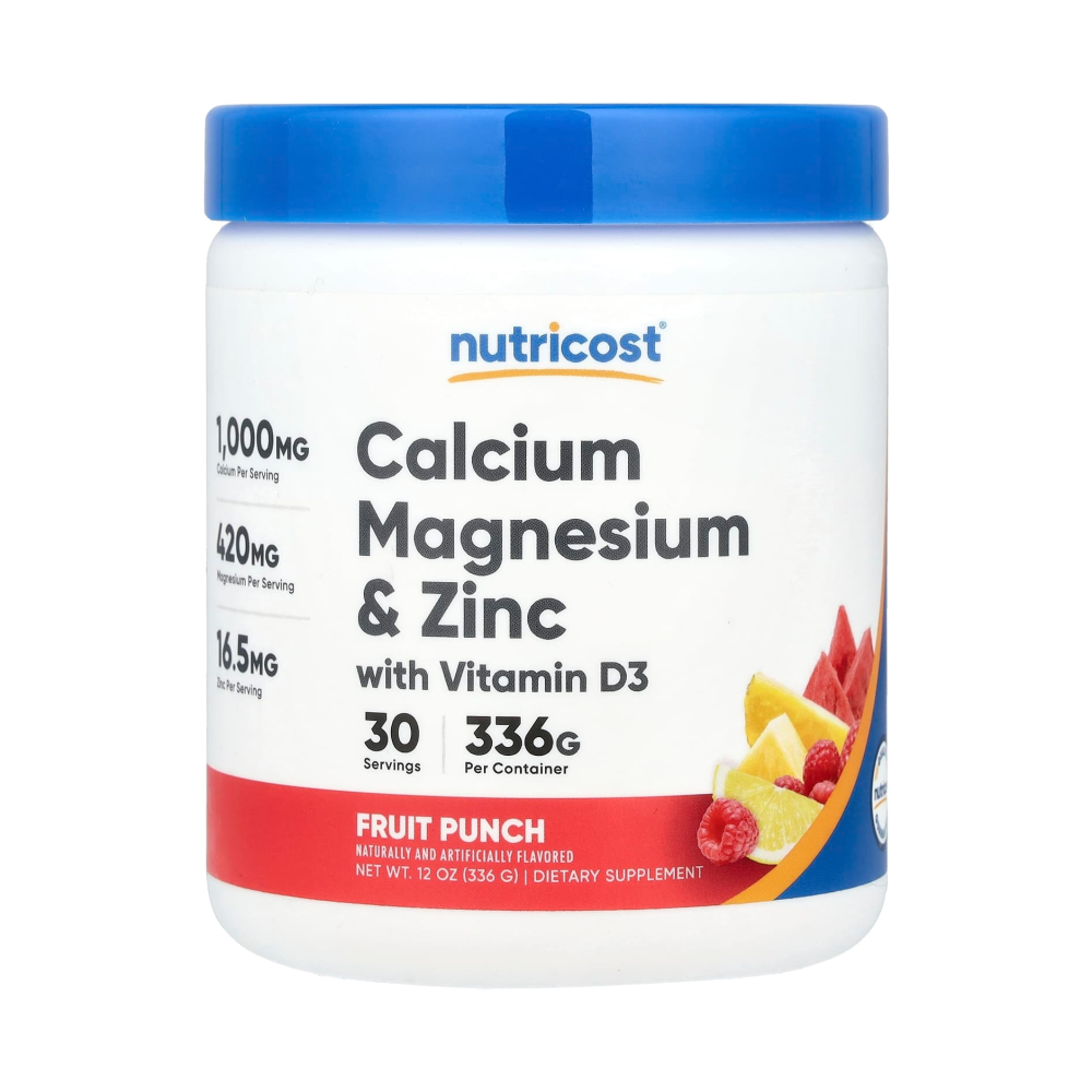 뉴트리코스트 <b>칼슘</b> 마그네슘 엔 아연 위드 비타민D3 프룻펀치 12온즈 336g