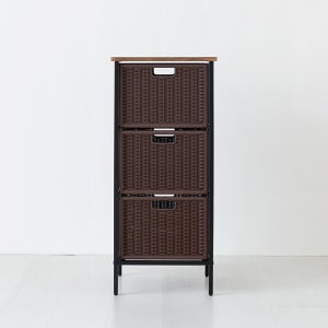 알로타 선반 3단 라탄 세트 390x340x875mm, 3단, 블랙/다크브라운 4366.7748