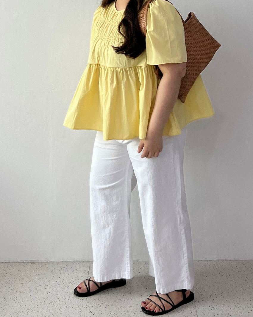 S-3XL 빅사이즈 허리밴딩9부면바지 베이직면바지