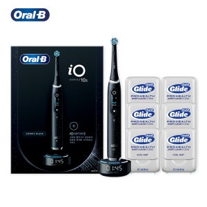 오랄비 iO10 전동칫솔 코스믹 블랙+딥클린 글라이드 치실 6입