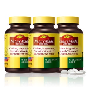 네이처메이드 칼슘 마그네슘 아연 비타민D 180정, 3개