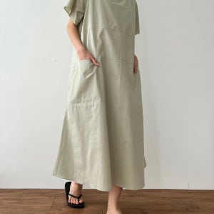 블랙당일 코튼 라운드넥 절개 넉넉한 루즈핏 맥시 롱원피스