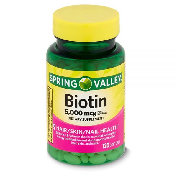 <b>Spring Valley</b> - 비오틴 5000mcg, 슈퍼 포텐시, 소프트젤 120개