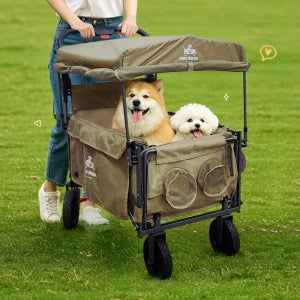 파파웨건 대형견 다견용 강아지웨건 초특대형 접이식유모차 브레이크 애견 개모차 그린 몬스터