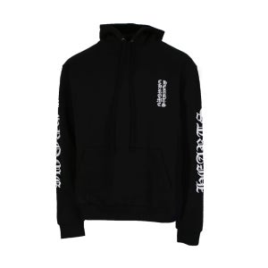 크롬하츠 버티컬 로고 후드 블랙 L