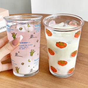 귀여운 캐릭터 곰돌이 유리컵 글라스 2종