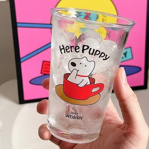 귀여운 캐릭터 유리컵 글라스 350ml