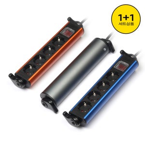 (1+1) 더넓은 알루미늄 라운드 타입 멀티탭 과부하차단 멀티 콘센트