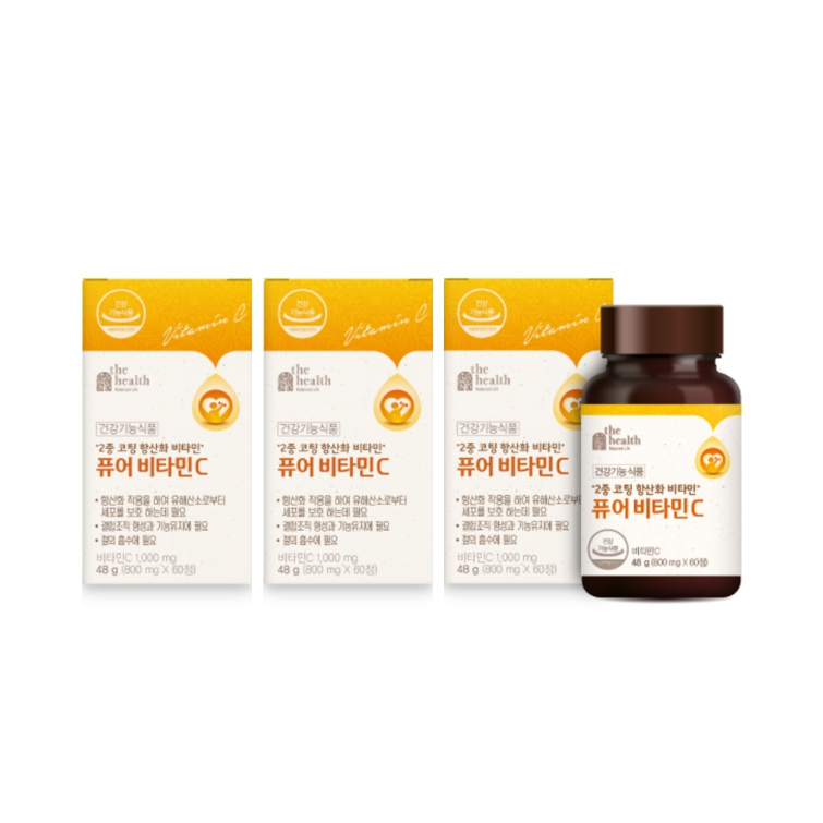 [3개월분] 더헬스 퓨어 비타민C 1개월(800 mg x 60정) 3박스