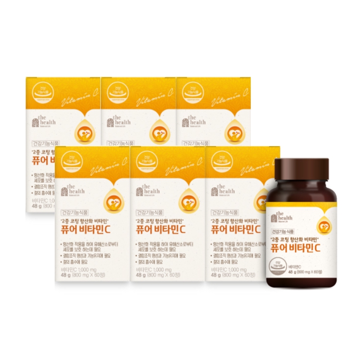 [6개월분] 더헬스 퓨어 비타민C 1개월(800 mg x 60정) 6박스