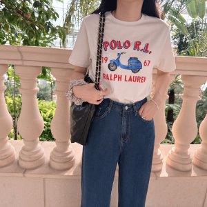 폴로 랄프로렌 여성 보이즈 반팔 스쿠터 아이보리 티셔츠