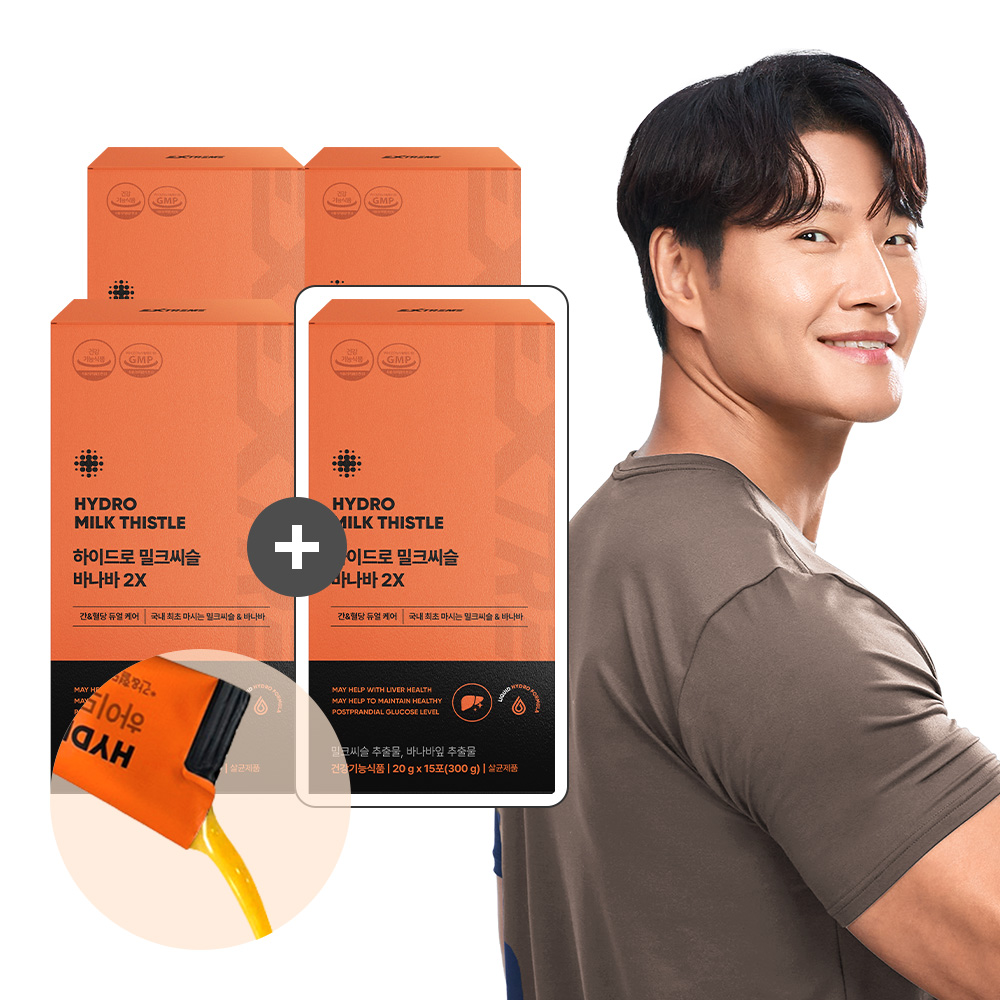 [3+1] <b>익스트림</b> 하이드로 밀크씨슬 바나바 액상형 혈당케어 간영양제 15포, 4개