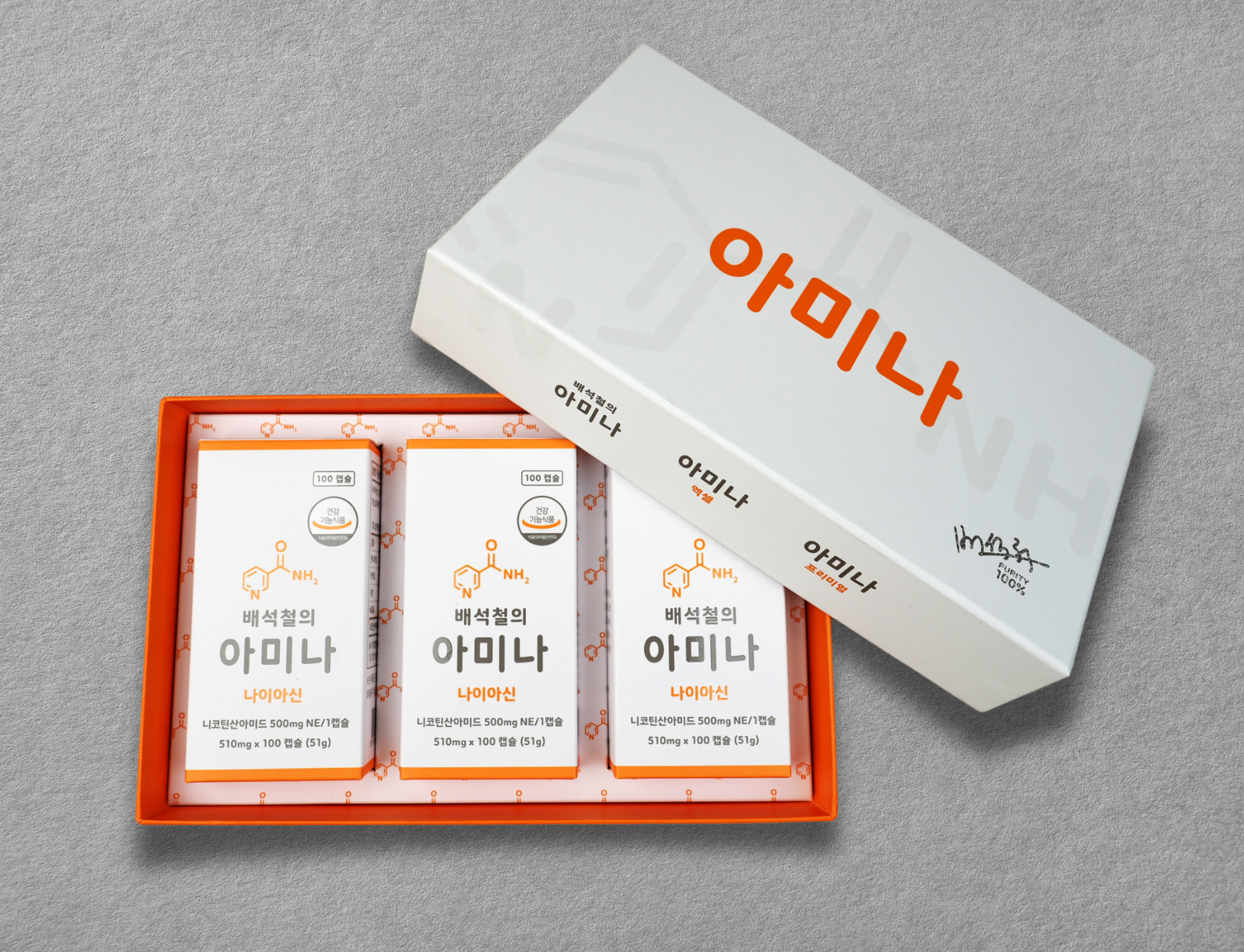 배석철의 아미나 고용량 <b>비타민B3</b> 500mg 미국산 니코틴산아미드 3개 묶음