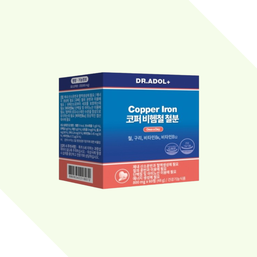 <b>닥터아돌</b> 코퍼 비헴철 <b>철분</b> 800mg x 60정 1개