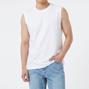 무지 민소매 나시 면티 남자 골지 이너 흰티