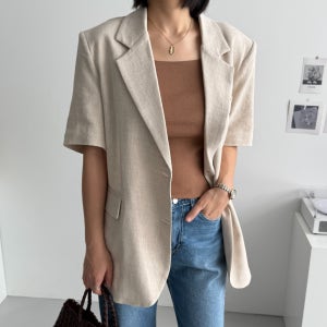 여름 아우터 뒷태 백슬릿 트임 린넨자켓 여름