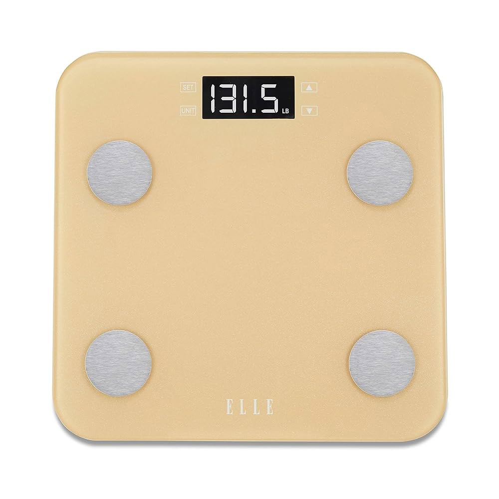 BMI 분석기와 7가지 피트니스 지표, 골드, LCD 디스플레이, 400파운드 용량, 강화