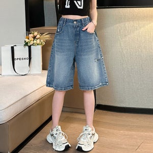 [주니어] 여름 주니어 아동 나이프 워싱 하프팬츠