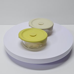 바로한끼 글라스 밥용기 450ML 1P 실리콘 스팀홀 전자레인지 이유식 햇쌀밥 용기