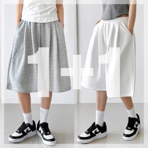 [1+1] 버뮤다 3턱 반바지 트레이닝 핀턱 스웻팬츠 편한 여름 하프 6부 남녀공용