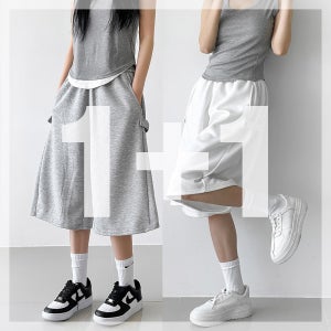 [1+1] 사이드 스냅 버뮤다 반바지 트레이닝 비조 스웻팬츠 편한 여름 하프 6부 남녀공용